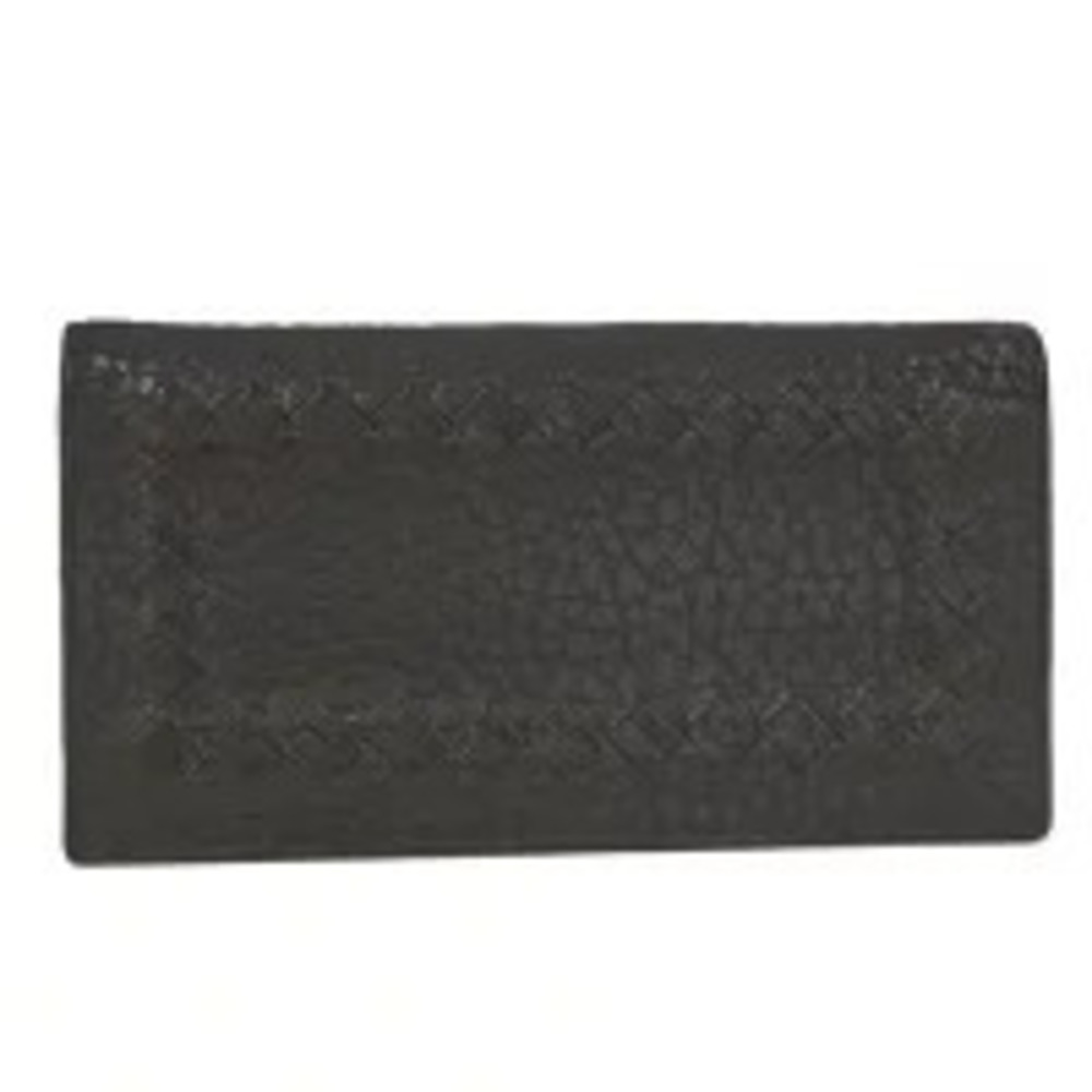 BOTTEGA VENETA Bi fold Long Wallet Leather Dark Brown Intrecciato